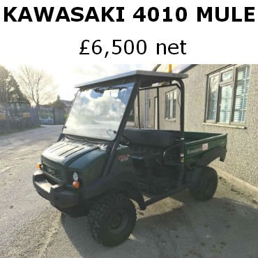 Kawasaki 4010 Mule for sale - £6,500 net
Road legal
WK12 reg; 1260 hours
Photos: goo.gl/0ylIII