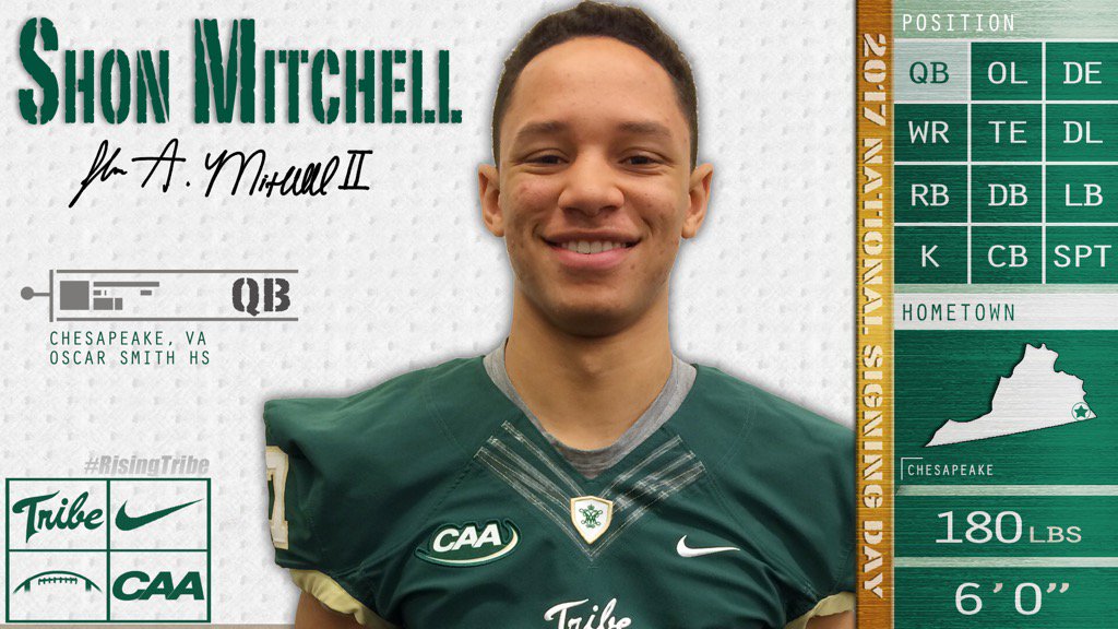 WMTribeFootball's tweet photo. WELCOME TO THE TRIBE MID YEAR ENROLLEE, Shon Mitchell #RisingTribe  #BombSquad https://t.co/o7BkqSGSRn