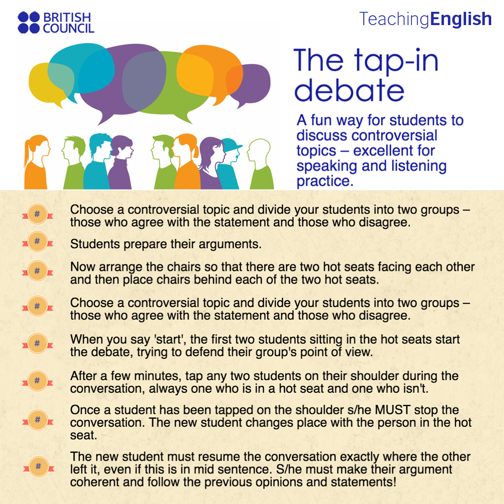 TeachingEnglish's tweet photo. Here's an interesting twist on class discussions that ensures everyone gets the chance to speak. Try it out and let us know how it goes! https://t.co/vEwKZX4OfC