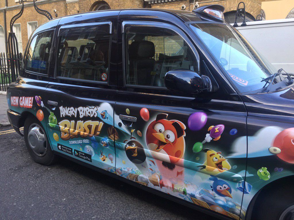 AngryBirds's tweet photo. #AngryBirdsBlast has taken over #London! Have you seen these babies in town? @LTA_TaxiAdverts https://t.co/DdFTNGIL09