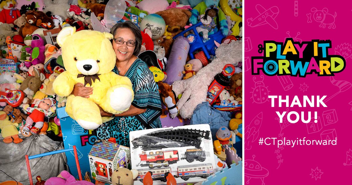 CityofCT's tweet photo. Thank you to those who donated their old toys. Haven’t yet? Pass on the joy at a library near you: 
https://t.co/QCGeriimYr
#CTplayitforward https://t.co/R2maiQwquz