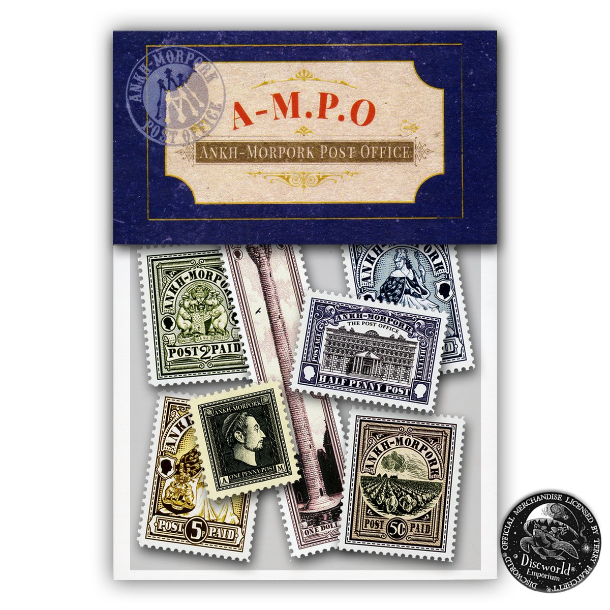 Discworldshoppe's tweet photo. A-M souvenir stamp sets - the ideal gift for aspiring Stanley Howlers & Going Postal nuts! #literarymerch #Discworld https://t.co/V1yXetGGr3 https://t.co/csY00DY2nq
