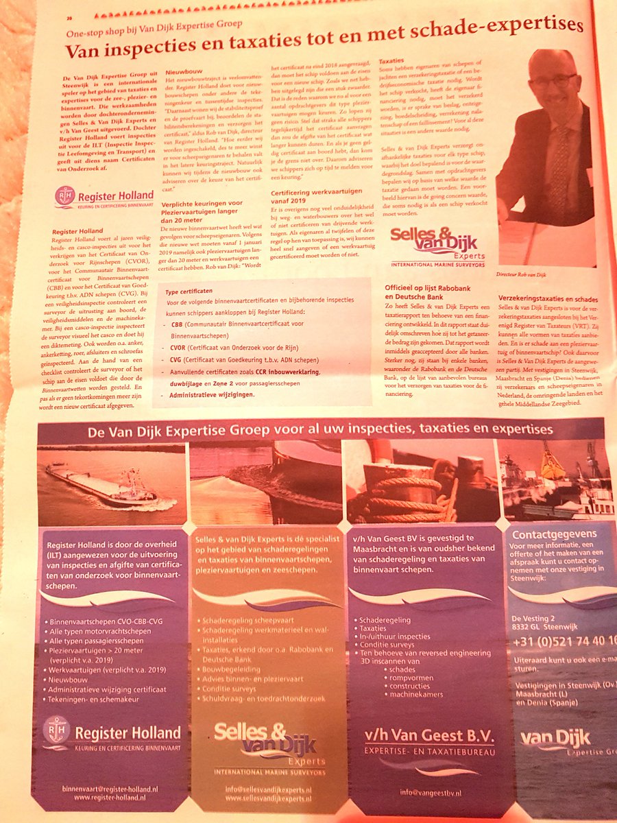 RegisterHolland's tweet photo. Paginagroot artikel over #RegisterHolland mbt verplichte keuring van #pleziervaartuigen in de Schuttevaer! https://t.co/kYy7otGUjB https://t.co/1FTYsowAxd