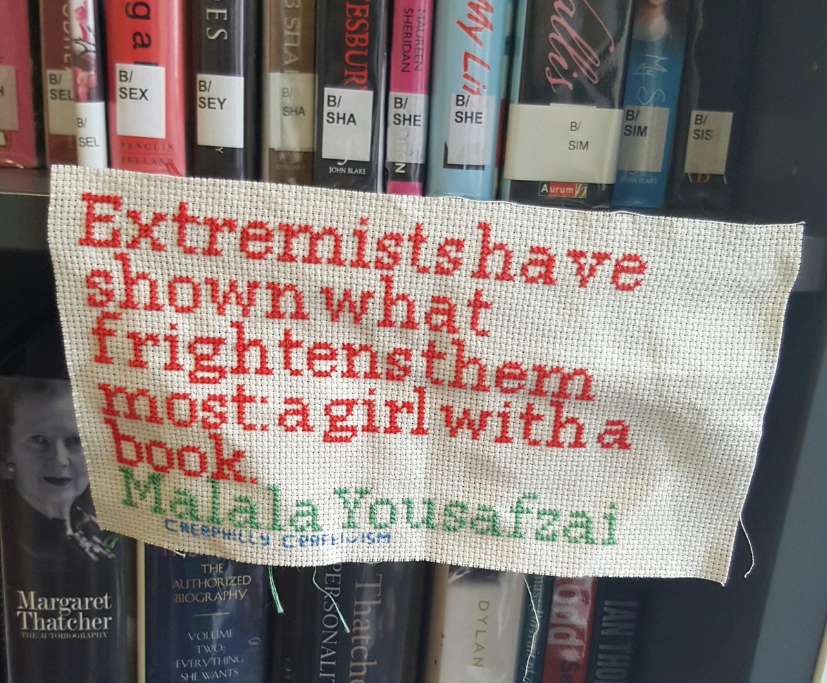 Craftivism <a href="/CaerphillyLib/">Llyfrgell Caerffili 📚 Caerphilly Library</a> #craftivism #library #caerphilly #malala #quote