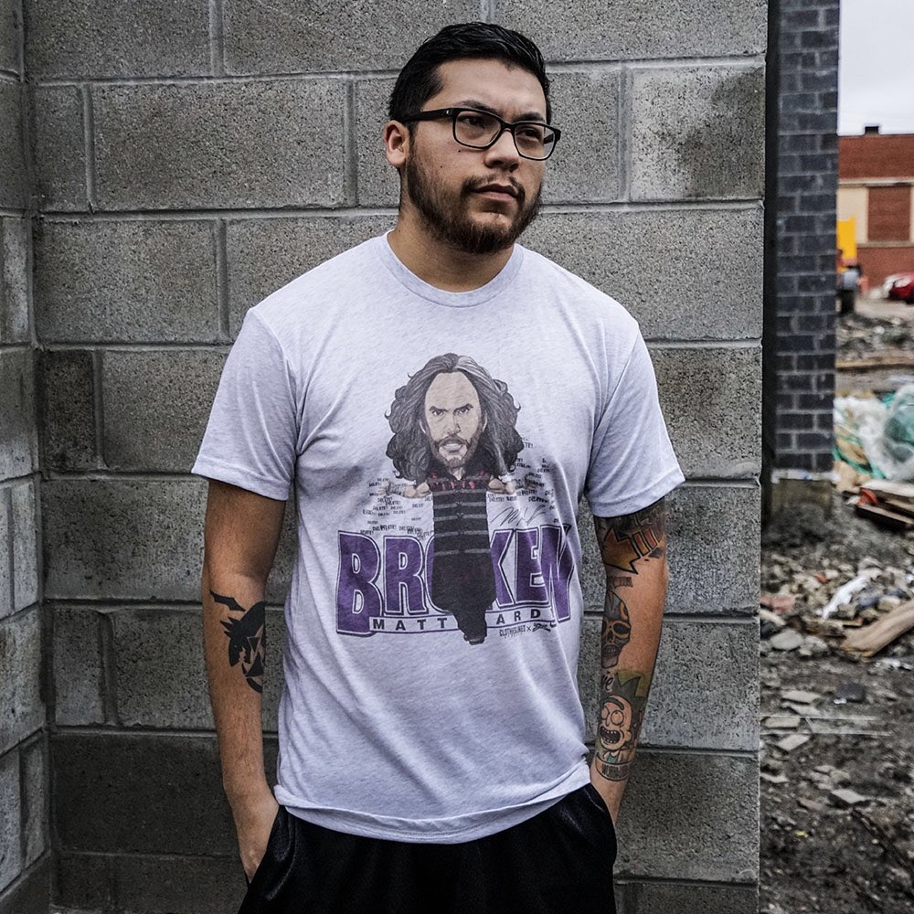 Clotheslined's tweet image. NOW AVAILABLE: "Broken" Clotheslined X Notz Collaboration.

LINKS: prowrestlingtees.com/clotheslined - clotheslined.com