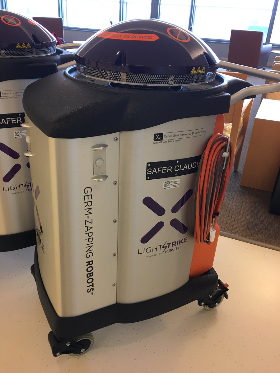 ChristHospital's tweet photo. Each of our new #germzapping robots has a name, 2 named after beloved environ. svcs team members who've passed away. #Tribute #PatientSafety https://t.co/4BM1CEYGzC