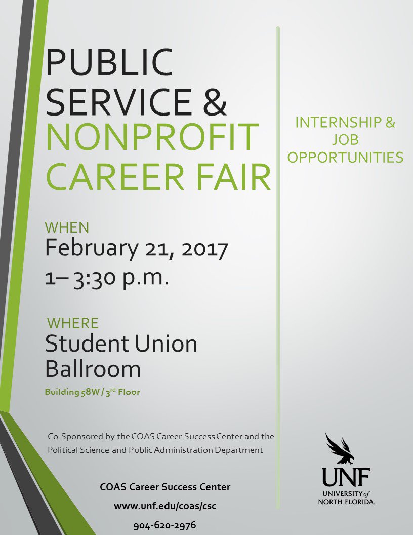 Join us Tuesday, February 21 for our Public Service & Nonprofit Career Fair at the Student Union Ballroom. It is sure to be an exciting day