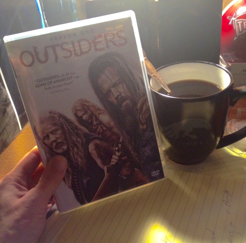 SOAismyReligion's tweet photo. A great way to start the morning off Ged Ged Yah!!! A hot cup of ☕️ in my #OutsidersWGN mug and season 1 DVD. Only 6 more days til #s2 #GGY https://t.co/tQSWHR58xP