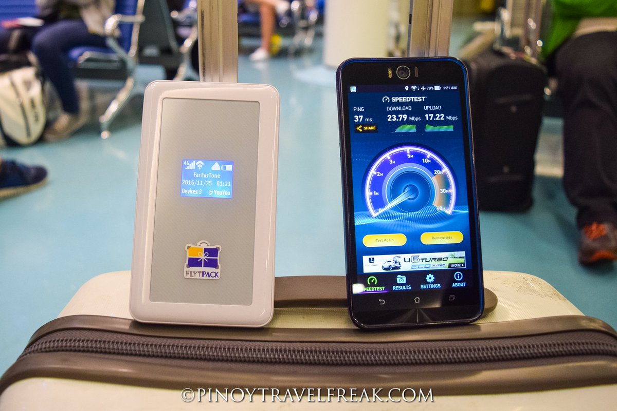 pnoytravelfreak's tweet photo. Excellent internet speed of my @flytpack travel wifi inside Taiwan Taoyuan International Airport! #flytpack #flytpackhelps #flytpacktravels https://t.co/8aWLkYP3jn