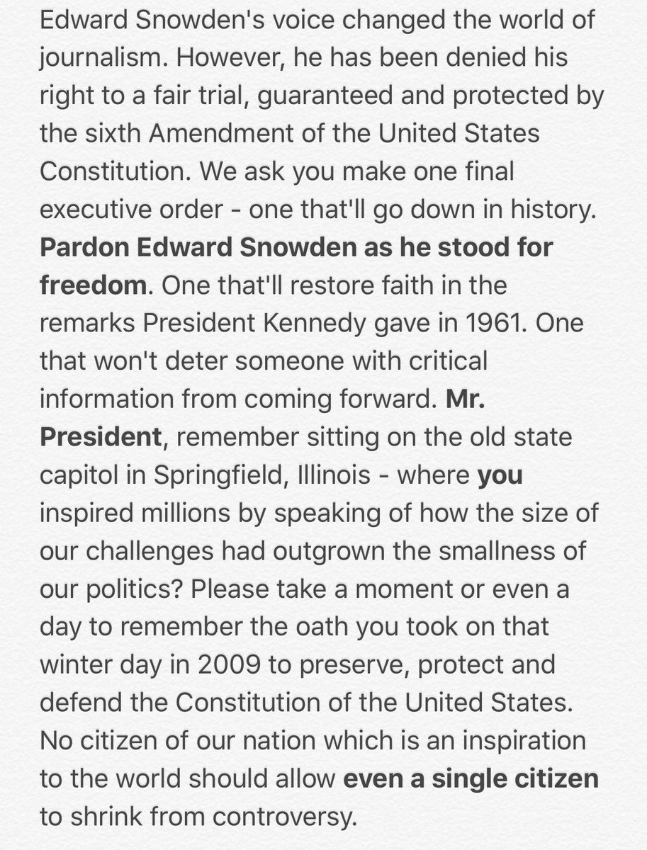 nikthehat's tweet photo. '@POTUS give hope to the press &amp; freedom of information/press. Pardon @Snowden &amp; show us you meant what you said below. Do what JFK would've https://t.co/hnGSZo7GtQ