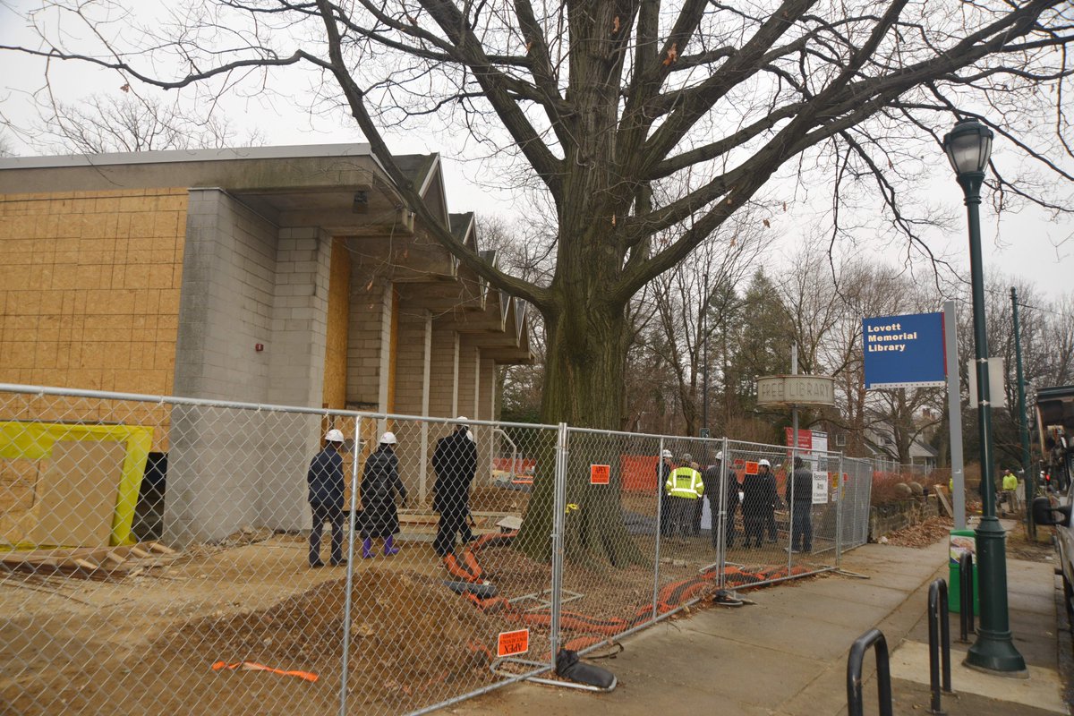 FreeLibrary's tweet photo. Check out these 📷 from yesterday's hard hat tour of Lovett Library, set to reopen soon better than ever! #BuildingInspiration #RebuildPHL https://t.co/fUY10nSVvo