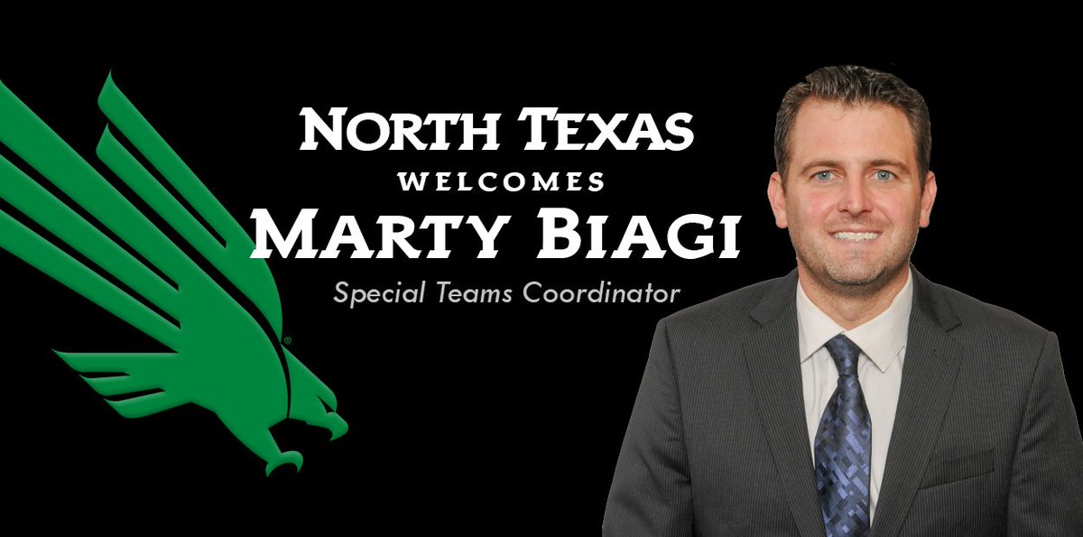 MeanGreenFB's tweet photo. HC @SethLittrell Adds @CoachBiagi As #MeanGreen Special Teams Coordinator:
https://t.co/XrTz7AI0S9 #GMG Welcome to the #MeanGreenFamily! https://t.co/TnxLXsBHDG