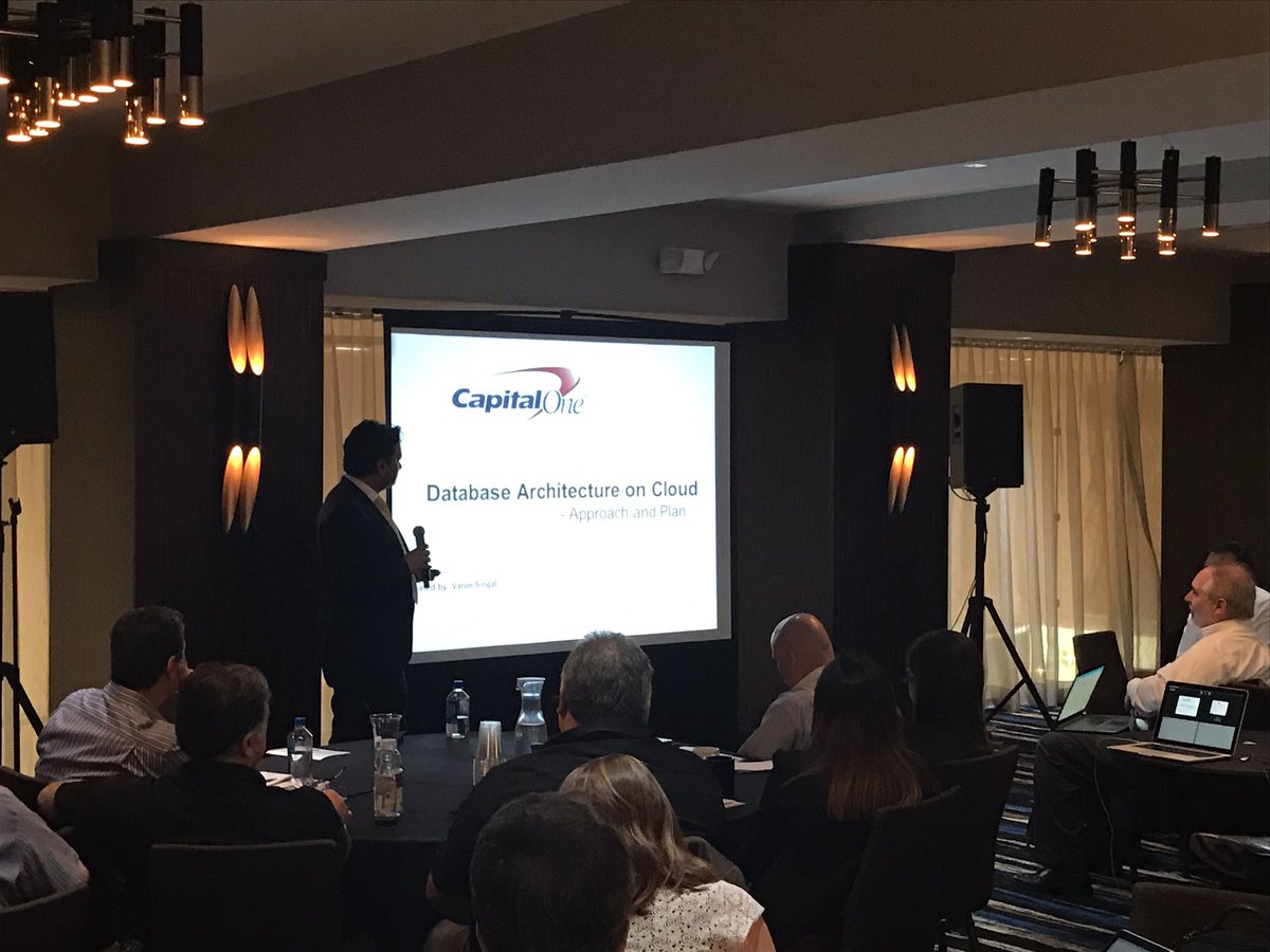 reinerzimmerman's tweet photo. Capital One on Database Service in the Cloud #GLMiami https://t.co/pW7M2ihZXD