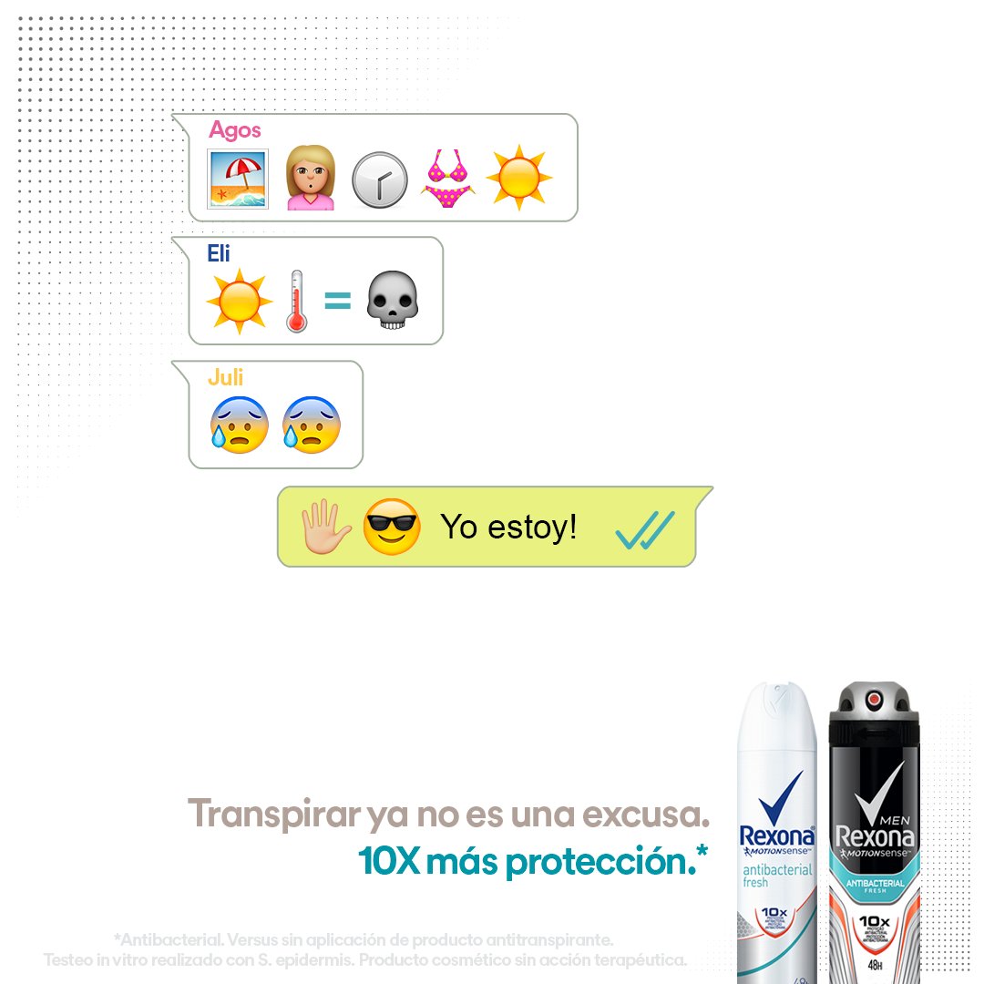 Cuando usás Rexona #AntibacterialFresh todos lo notan. Transpirar no es un problema y te protege de las bacterias que causan el mal olor.