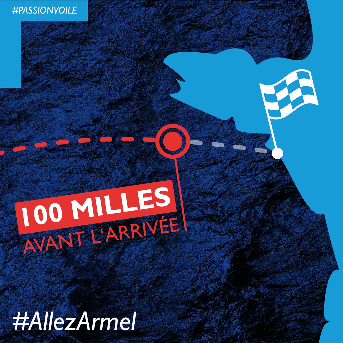 VoileBanquePop's tweet photo. Plus que 100 milles à parcourir ! Twittez vos encouragements pour donner à Armel la force de remporter ce Vendée Globe ! #AllezArmel https://t.co/aDFsDf6GrA