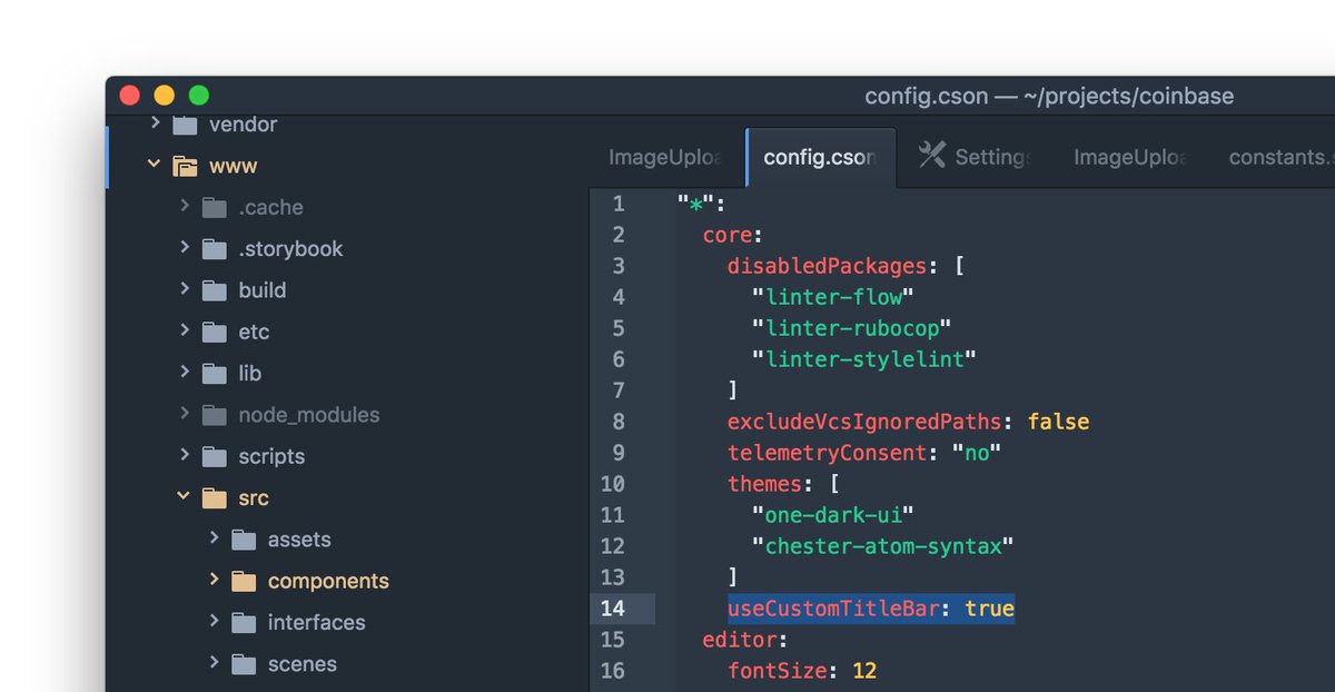 jorilallo's tweet image. TIL Atom supports theme aware titlebars via custom settings github.com/atom/atom/pull… And more settings coming: github.com/atom/atom/pull…