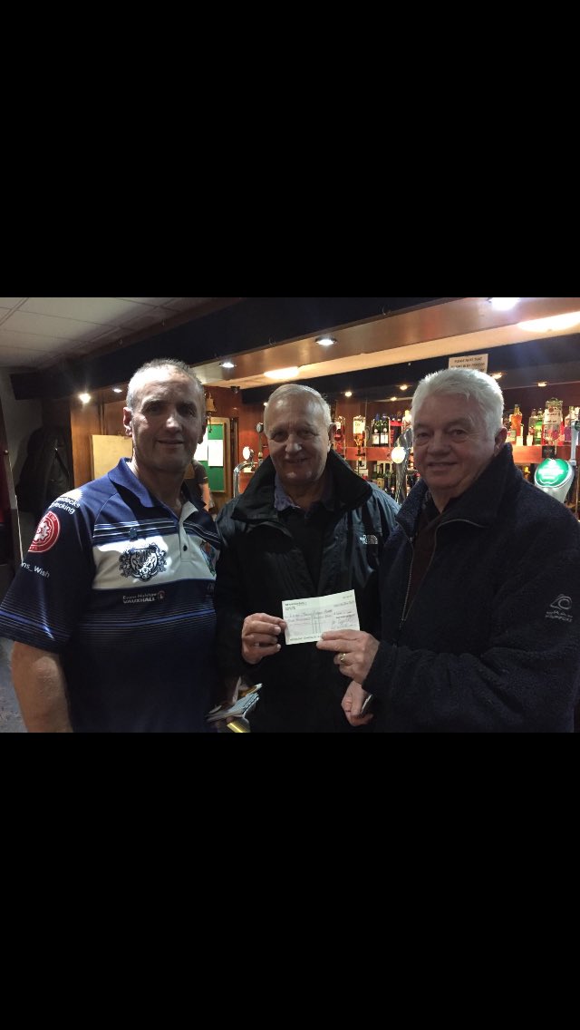 <a href="/leighminersmast/">leigh miners masters</a> bill and Neil present cliff littler with a cheque for £100 to go towards repairs at the <a href="/Lmrjuniors/">Leigh Miners Rangers RL Academy</a> club