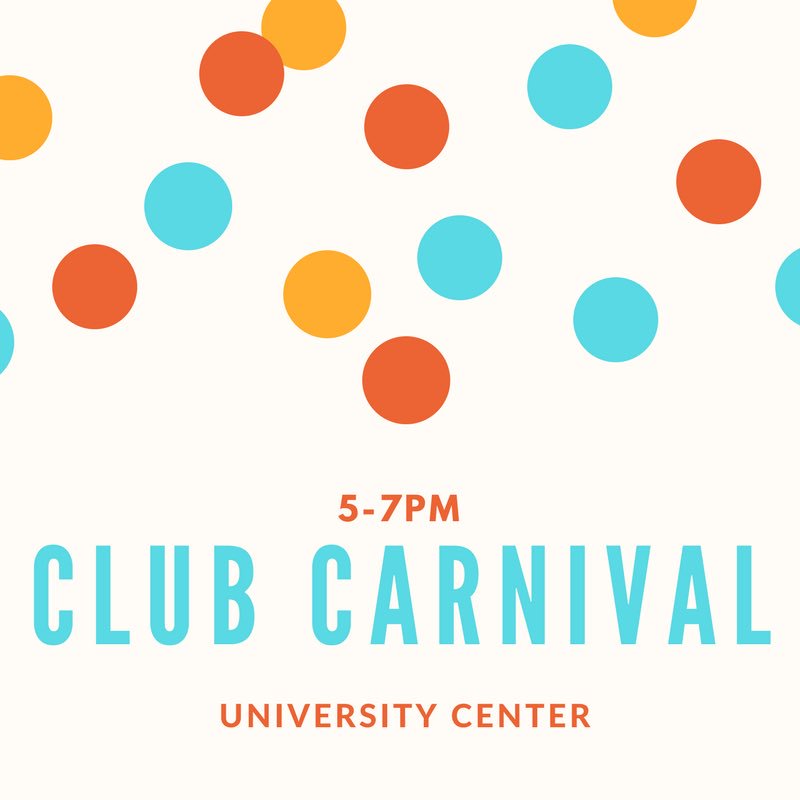 umwiv's tweet photo. Welcome back eagles! Club carnival is tonight from 5-7 in the UC. Stop by our table to see the fun things we have planned for the semester! https://t.co/z8vNMVeATt