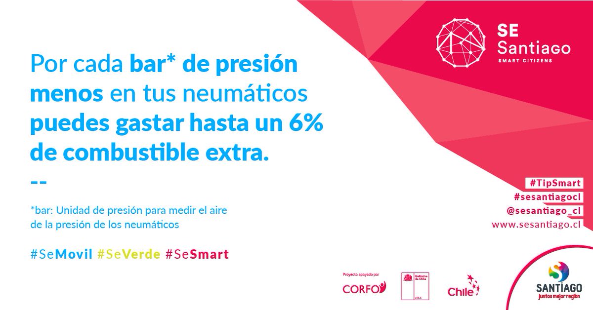 SeSantiagoCL's tweet photo. Les presentamos uno de nuestros consejos! Ahorra combustible en tus viajes con este #tipsmart #SeSmart #SmartCities https://t.co/wPcFlV6abu