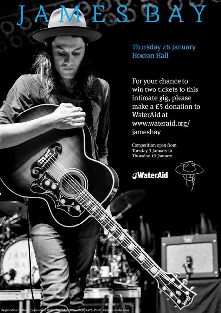 JamesBayMusic's tweet photo. 📢 Last chance to enter my @WaterAidUK comp to join me at a stripped back performance. Closes 5pm Thurs 19 Jan 
👉 https://t.co/NmeHFo7Aby https://t.co/mZnIcatSP1