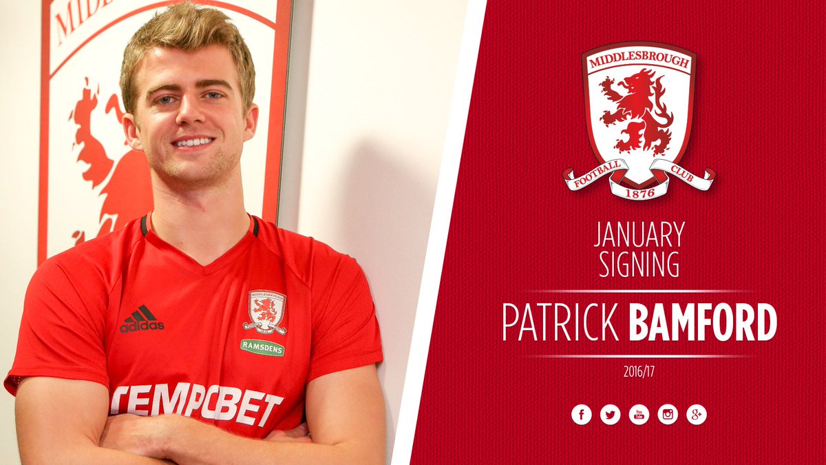 CONFIRMED | #Boro have completed the signing of <a href="/Patrick_Bamford/">Patrick Bamford</a> from <a href="/ChelseaFC/">Chelsea FC</a>! Full story - bit.ly/2k0jgf9