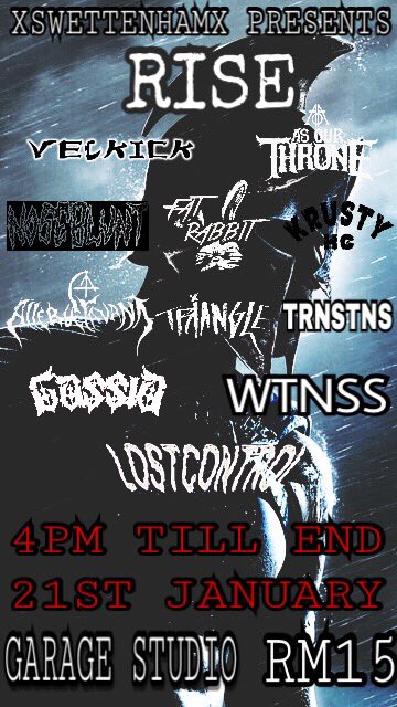 Jenn_Thompson's tweet photo. #TMNMELAWATI SAT Jan21 @xSwettenhamx presents RISE! 4pm GarageStudio ft. @velkick @AsOurThrone @fatrabbitmy @krustyhc @nosebluntklg ++ https://t.co/CrgnjlCRl5