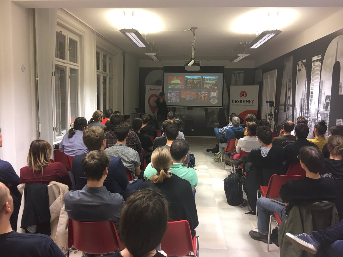 ceskehry's tweet photo. Dnešní @GDHPrague meetup je v plném proudu s přednáškou @czechgames. A je tu naprosto plno :) https://t.co/5triIDcgRV