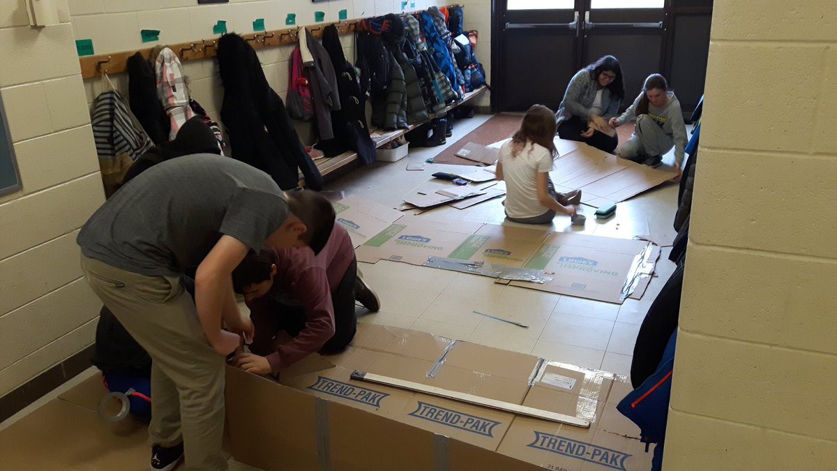 MaligMagic's tweet photo. Let the building begin! #GEDSB #CGW_GEDSB #cardboardchallenge  @MissStenton34 @GooldMonique https://t.co/EW9h5vO6ue