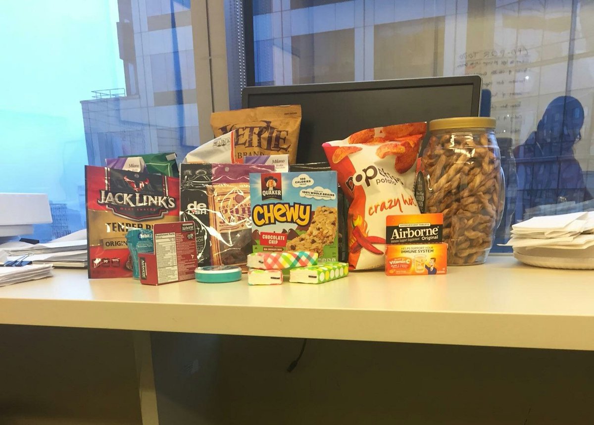 Kajones333's tweet photo. When your boss tries to prevent people from getting sick and hangry #airborne #snacks https://t.co/kyl0nPKpEl
