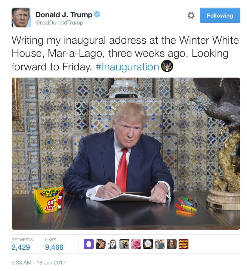 就任演説を書くトランプ氏 ツイッターユーザーが想像した 名言 が芸術レベル