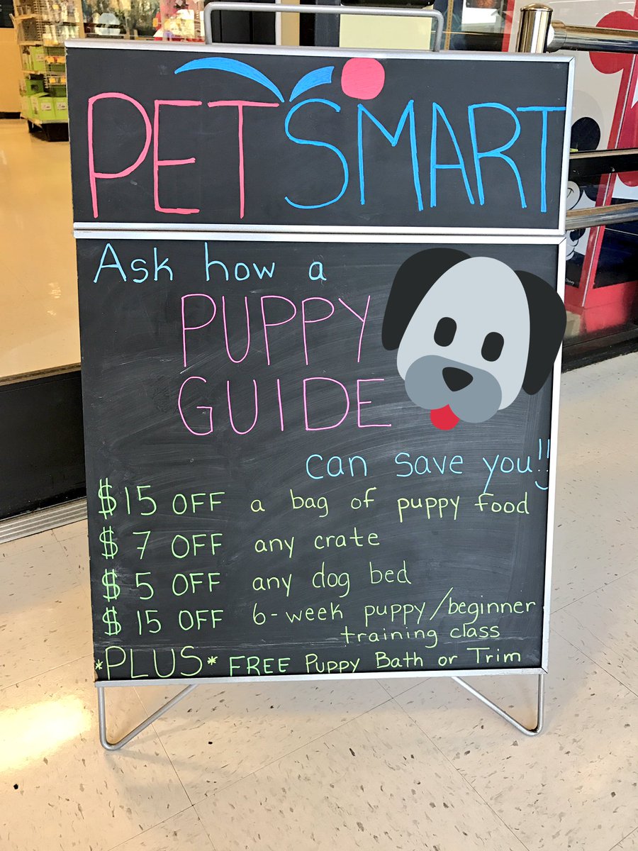 PetSmart1250's tweet photo. New puppy? Ask about our #PuppyGuide today! @CoastalPETM @jlfresh https://t.co/errjSLUsDq