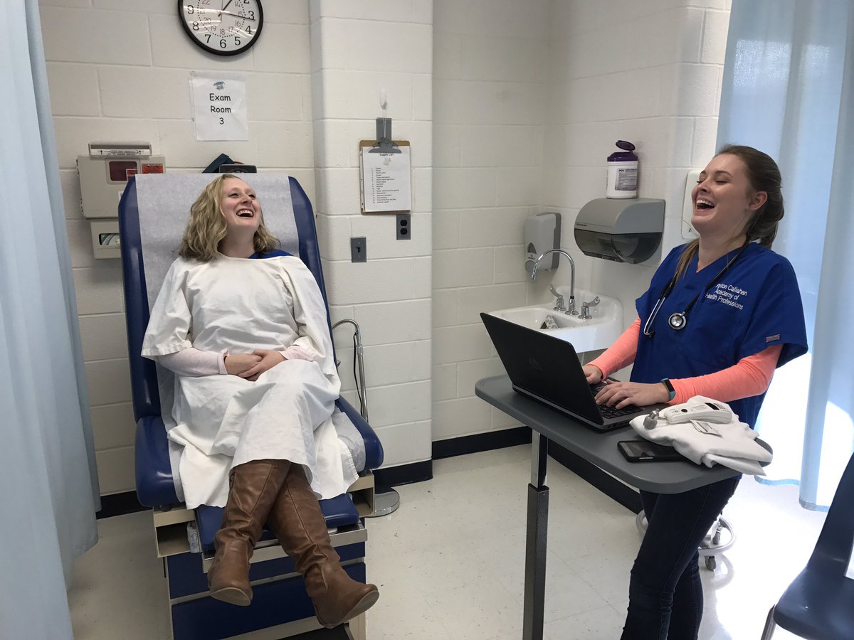 MrsRachic's tweet photo. #teamrachic2017 is learning how to treat patients in the medical office starting with taking medical histories. @CTA_CCPS #CTApride https://t.co/yX6CMEKTzI