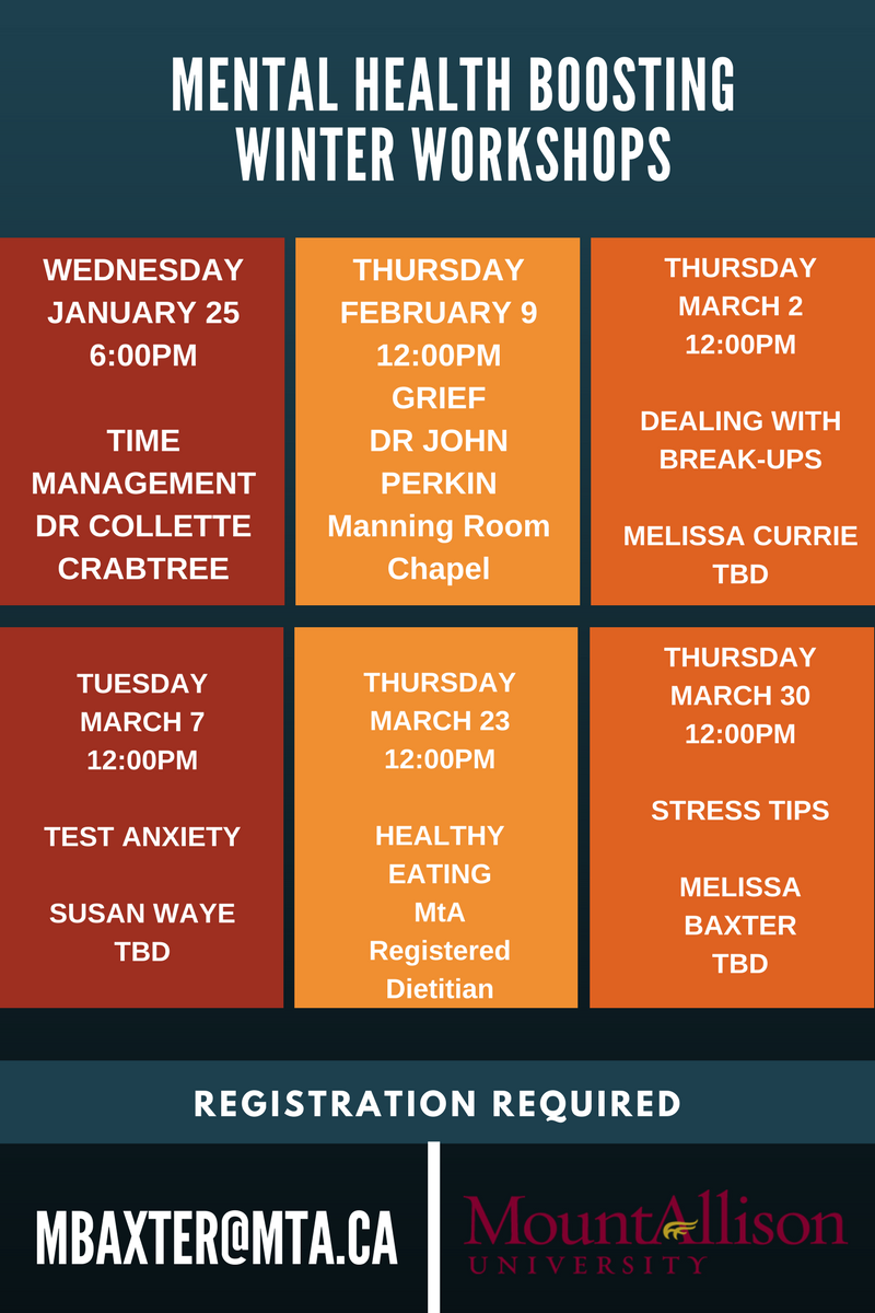 Check out our Mental Health Winter Workshops! Registration required - reminder provided!