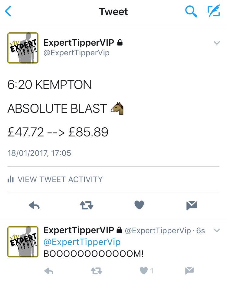 ExpertTipper's tweet photo. #VIP BOOOOOOOOOOM ✅

2/2 now today for members as ABSOLUTE BLAST bolts up at KEMPTON for us! 💷🔥💷🔥 https://t.co/UeUCJ4Vx6i