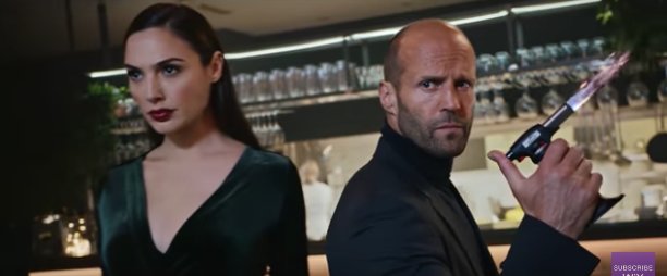 Watch Gal Gadot and Jason Statham destroy a restaurant full of bad guys in action-packed Super Bowl ad. MAXIMM.AG/imia2q8