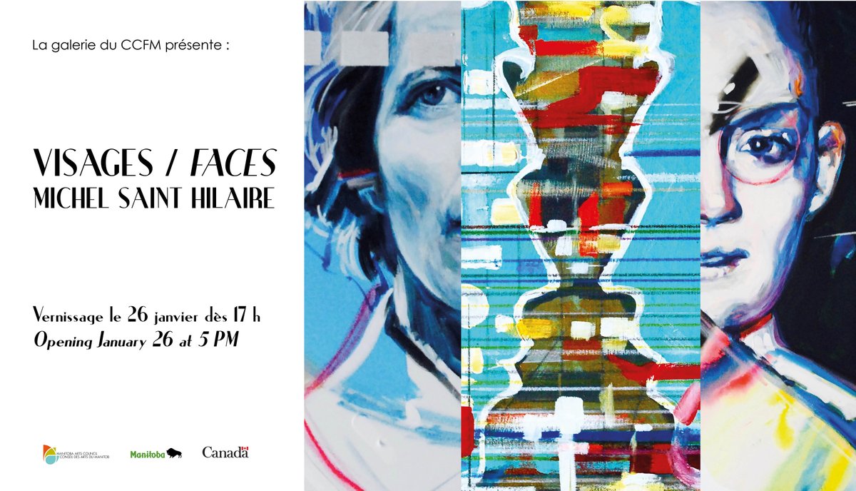 CCFManitobain's tweet photo. Winnipeg! Don't miss the opening of FACES by local artist, Michel Saint Hilaire! https://t.co/tFIO3JsNmT #visualarts #wpgart #Winnipeg https://t.co/D9XPAJmxi9