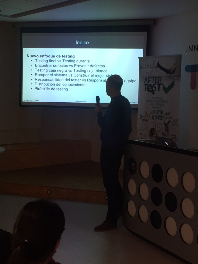 expoQA's tweet photo. #AfterTest, un enfoque de Testing de prevenir defectos trabajando con developers dice @jesusheras85 en @TuentiEng https://t.co/NnSlH5fcVf