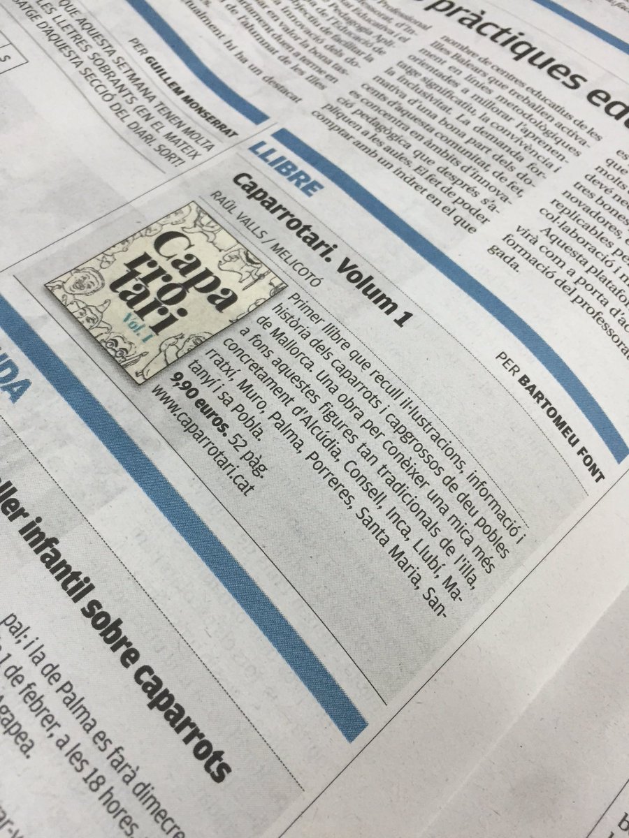 caparrots's tweet photo. Gràcies al @diariomallorca!! Dia 1 serem a @AgapeaPalma amb els #caparrots de la Sala. #orgullllonguet 👏🏼🎉 #caparrotari #mallorca https://t.co/5MreULSB4D
