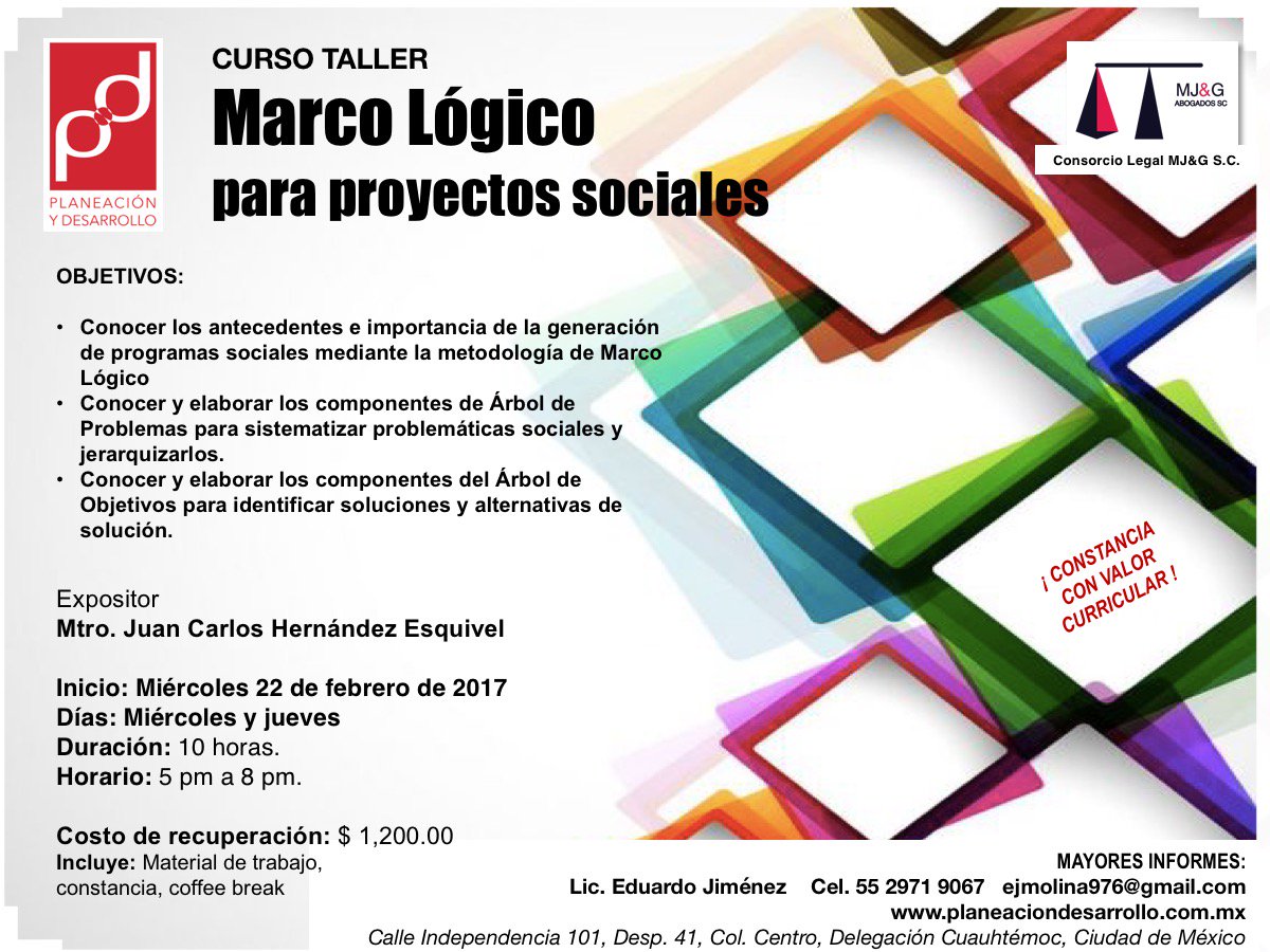 PyD_sc's tweet photo. #cursosytalleres  #CDMX Te invitamos al CursoTaller Marco Lógico, impartido por Mtro. Juan Carlos Hernández @PyD_sc https://t.co/z5QFHb3kgj