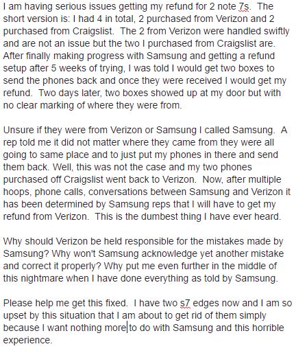 RyanBerding's tweet photo. .@SamsungMobileUS #note7recall Has been a giant mess. 5 months, no refund in site. Please help. https://t.co/puToLhV4k9