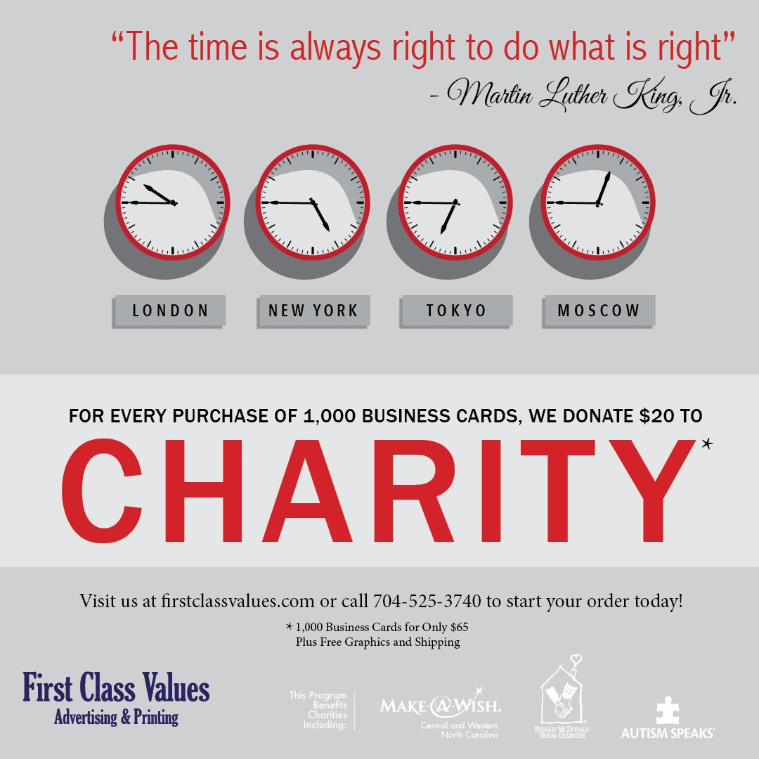 1stClassValues's tweet image. Help us help those in need by ordering 1,000 business cards for only $65 and we will donate $20 to charity! Contact us to order yours today!