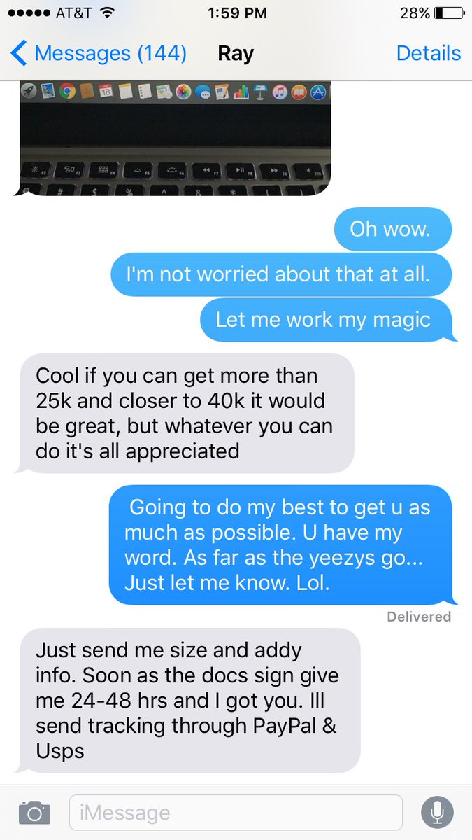 _ajmazzella's tweet photo. Doing a loan for a sneaker reseller. Told him my only condition of getting this done for him is to send me a pair of yeezys. Lmao https://t.co/ml7rBLFOZP