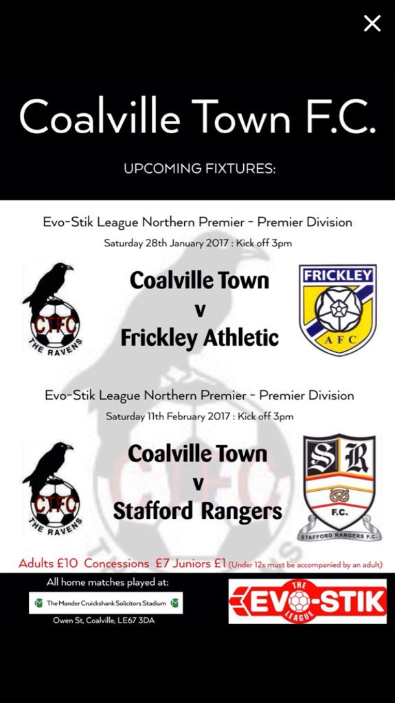 Coalville Town up and coming matches!