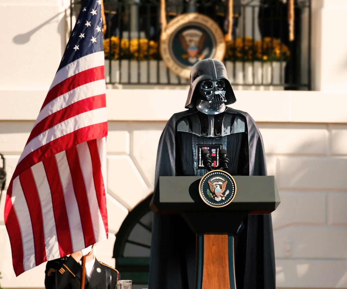 Darth_VaderNo1's tweet photo. #MyFirstWordsAsPresident  Vader 

Lets make Earth great again. https://t.co/cnlvHTlcLH