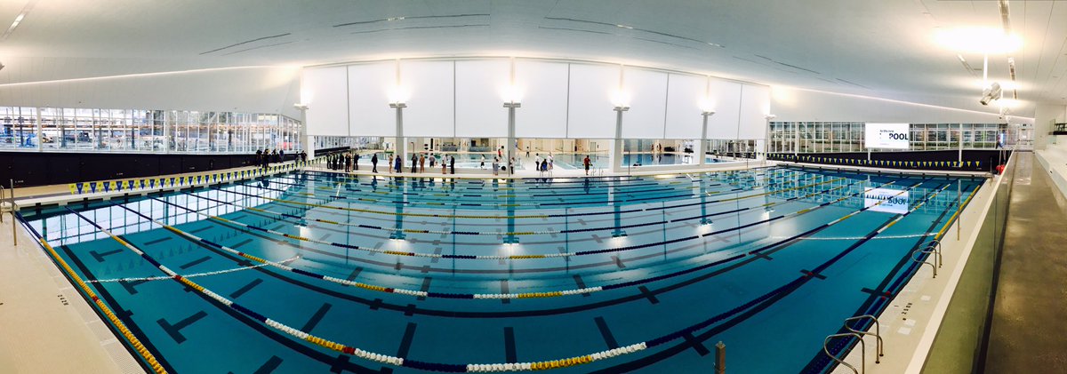 SportHostingVan's tweet photo. The official "First Dip" took place this morning at the #newUBCpool - @UBC Aquatic Centre ready to host some great events! #vansports https://t.co/g68TikQCXA