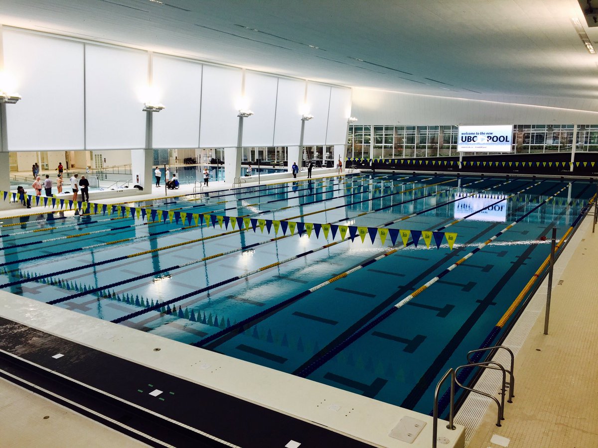 SportHostingVan's tweet photo. The official "First Dip" took place this morning at the #newUBCpool - @UBC Aquatic Centre ready to host some great events! #vansports https://t.co/g68TikQCXA