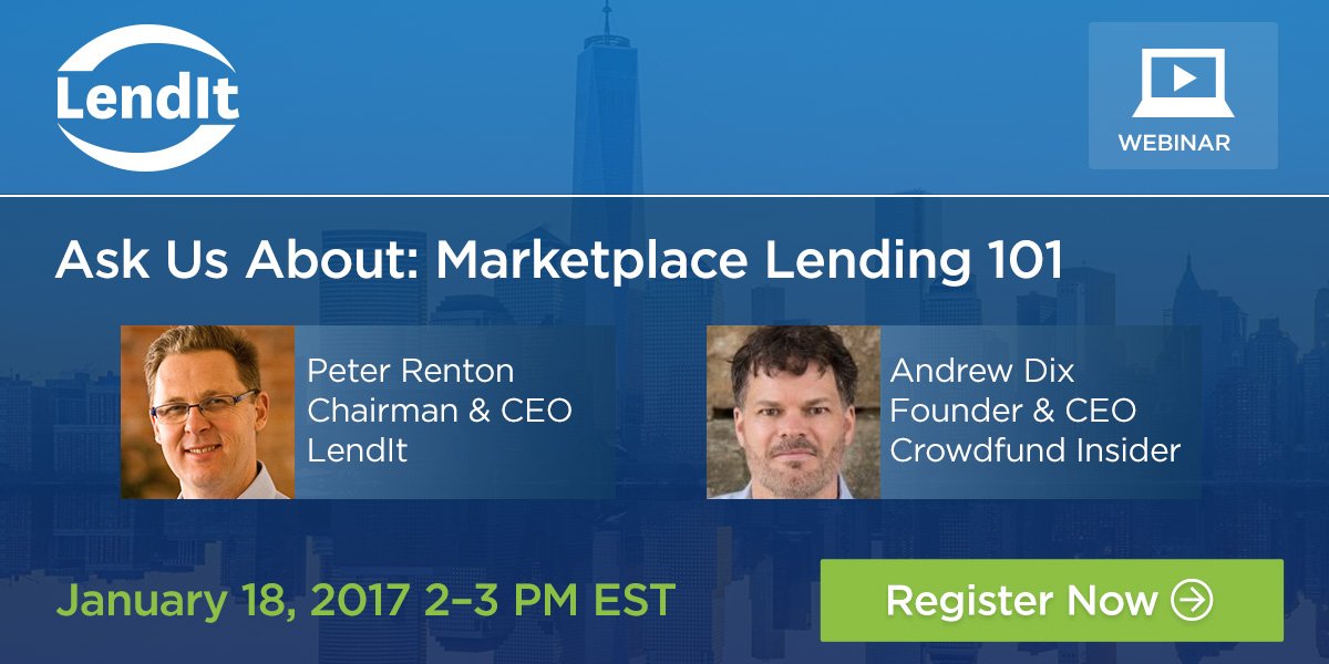 Fintechnexus's tweet photo. Starting now! Join LendIt &amp; @crowdfundinside for our free forum Ask Us About: #MarketplaceLending 101  https://t.co/yO9UxQ2fOL #LendItForums https://t.co/uJL1gqorsa