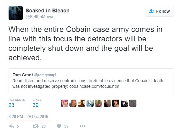 How far would the Soaked In Bleach team go to ensure that the "detractors" be "completely shut down"? #cobaincase