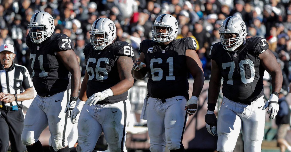 Raiders's tweet photo. According to @PFF, our offensive line was among the league's best in 2016, allowing a league-low 18 sacks.

Read: https://t.co/7OqLXPq2ug https://t.co/jXOdS648b2