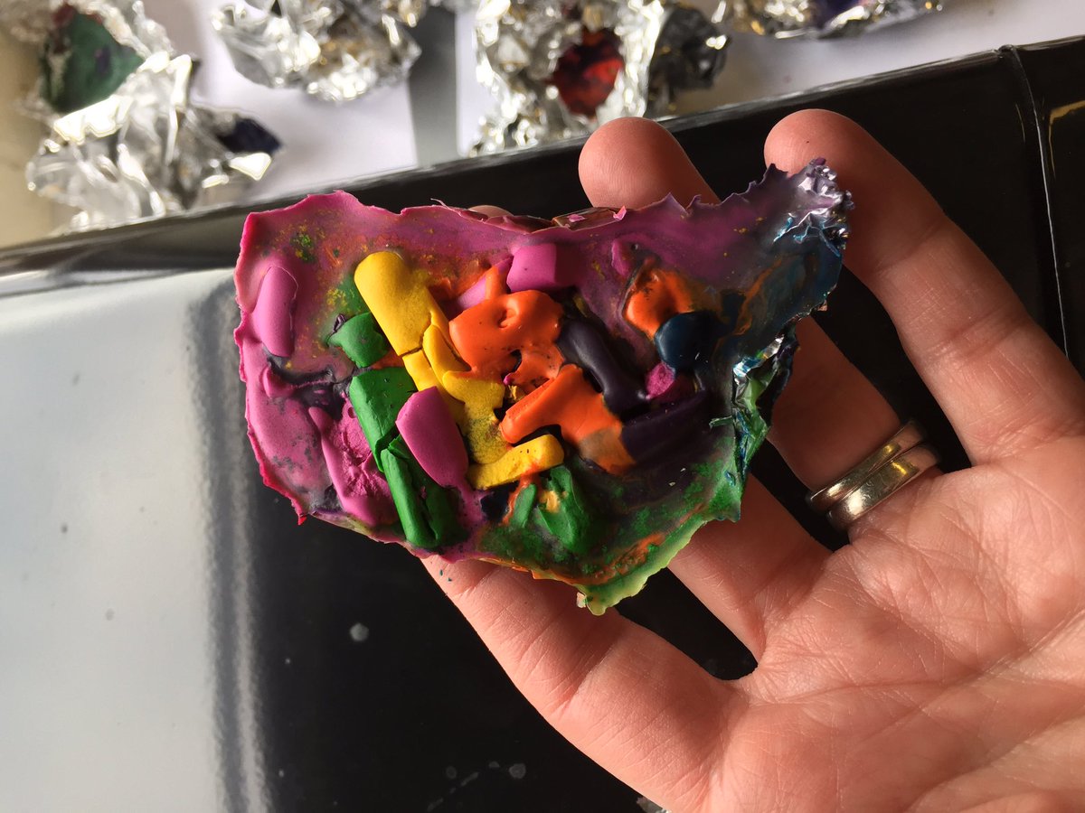 MrsPreston4th's tweet photo. Melting crayons to demonstrate the rock cycle!😀 https://t.co/e0me6gyEFp